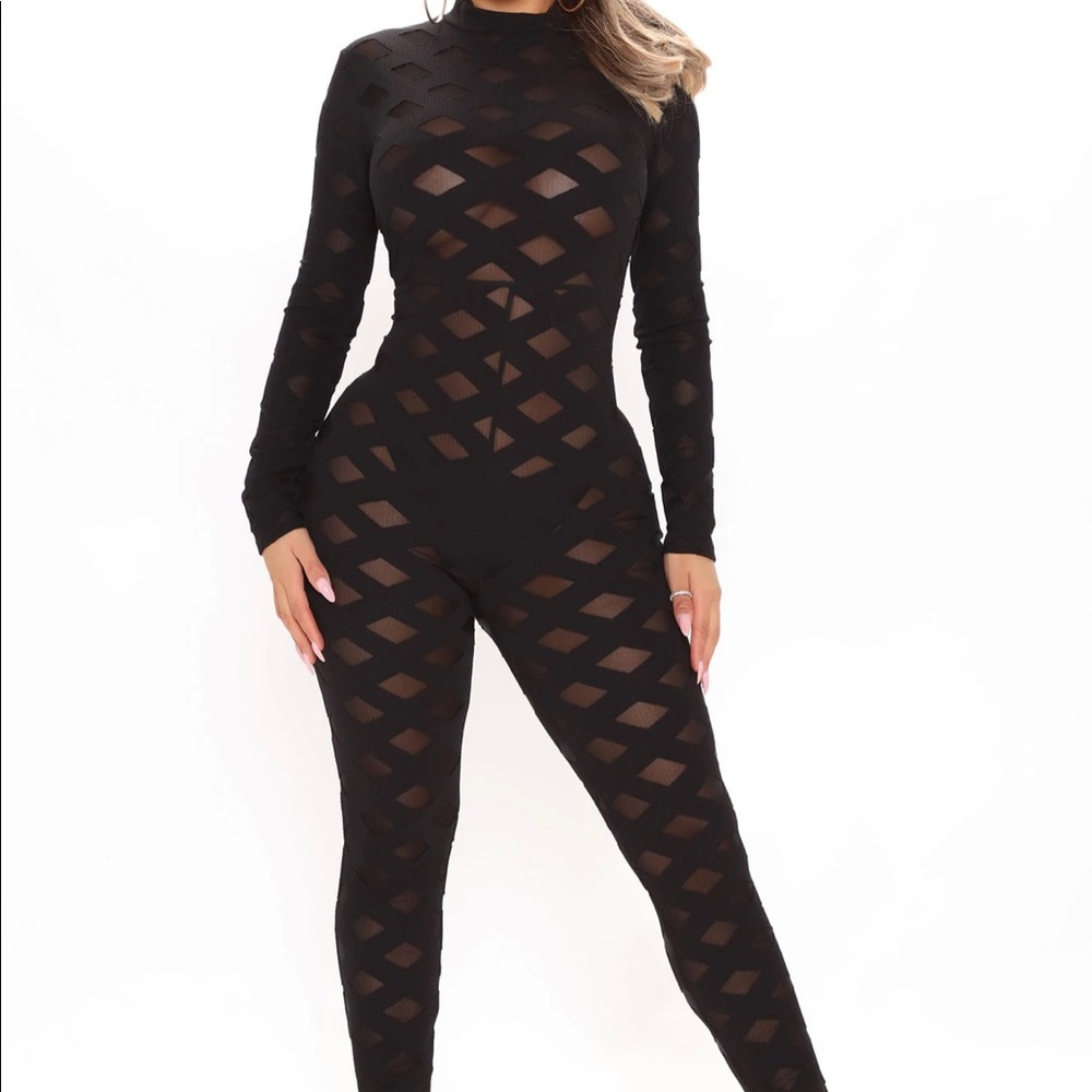FASHIONNOVA See Right Through Mesh Jumpsuit TAGS ON